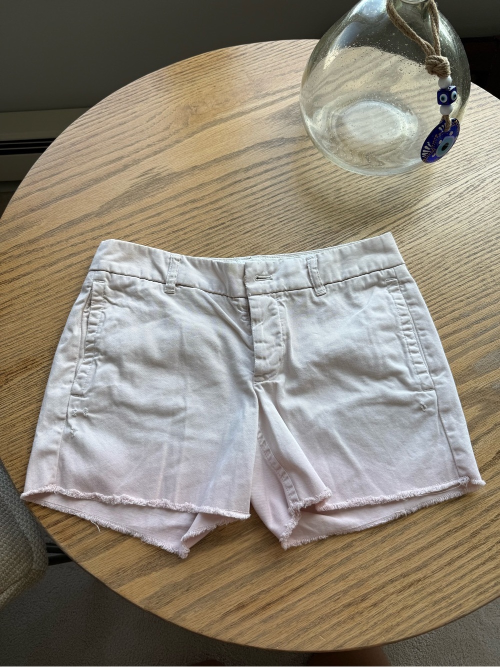 J. Crew low/mid rise ombré pink raw hem chino shorts